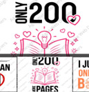A book-themed design highlighting "ONLY 200" with hearts and lightbulb doodles.